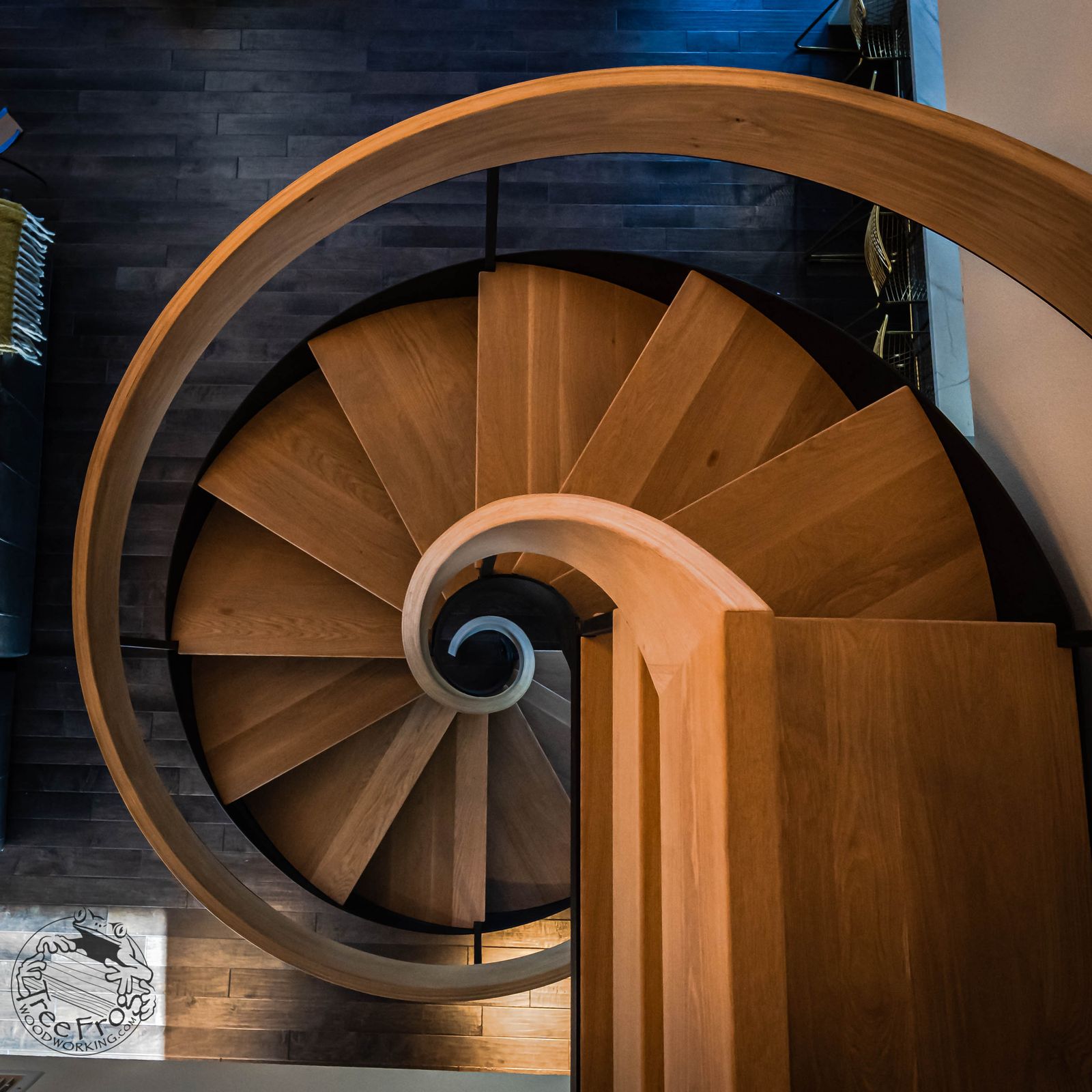 Steel & White Oak Double Helical Staircase