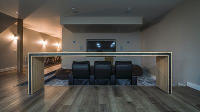 White Oak and Steel Waterfall Console Table photo 1