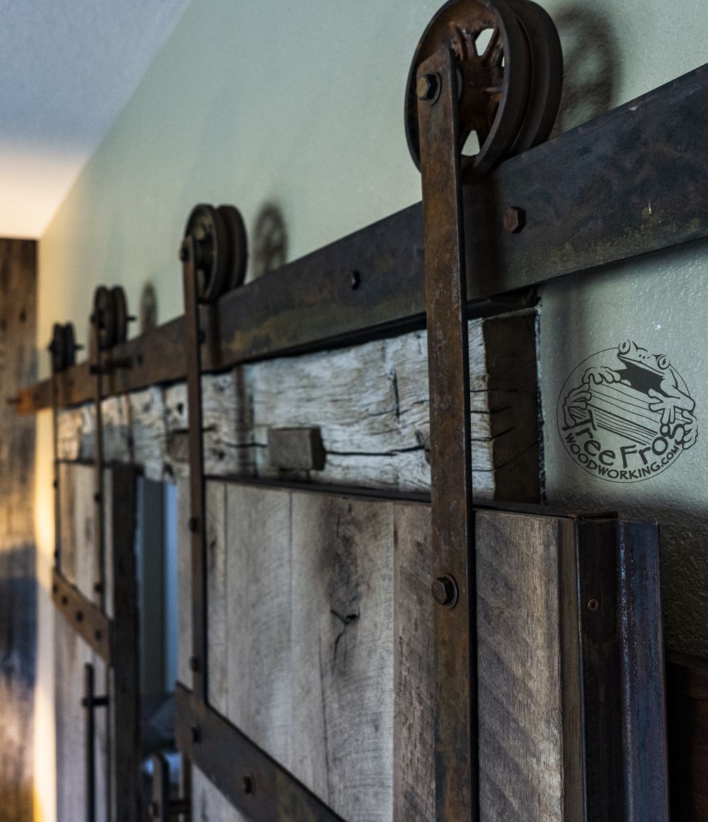 Reclaimed Oak & Patinated Steel Barn Doors