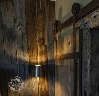 Reclaimed Oak & Patinated Steel Barn Doors photo 5
