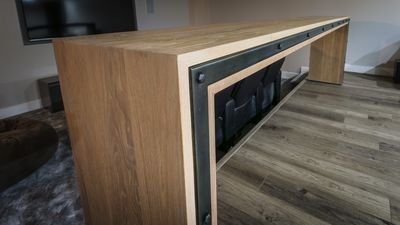 White Oak and Steel Waterfall Console Table photo 2